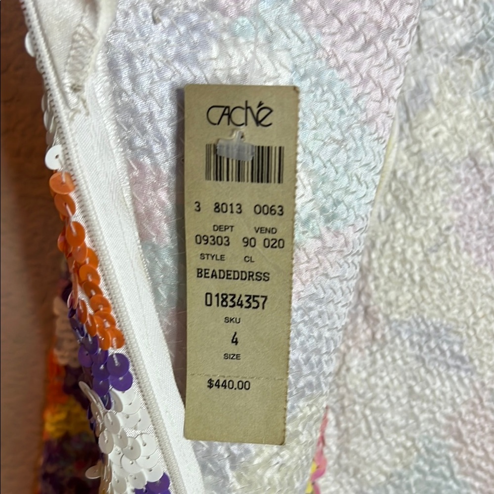 Cache White Orange Bold Vibrant Colors Bodycon‎ Double V-Neck Long Slv NWT $440 - Picture 7 of 12